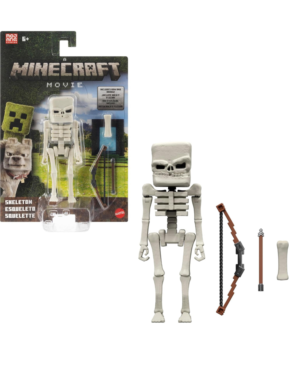 Mattel Minecraft Action Figure & Accessories Set, 4-inch Skeleton Posable Character Collectible Inspired by A Minecraft Movie