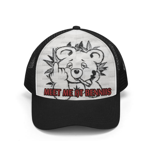 Front Smoking Bennii Bear Mesh Trucker Hats