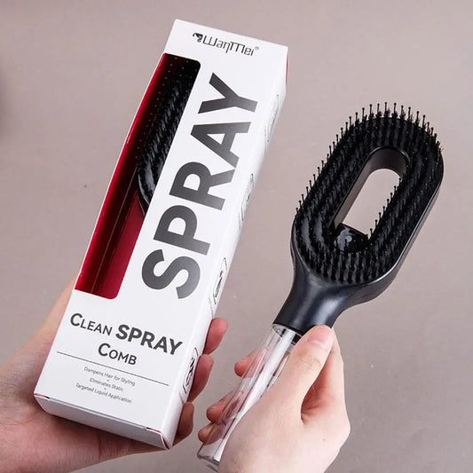 Aliexpress Magic Mist Hair Brush with water spray, detangling comb, scalp massage, anti-static bristles, for smooth, manageable hair.