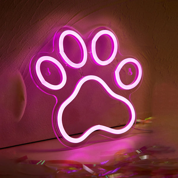 Neon Paw Night Light Sign