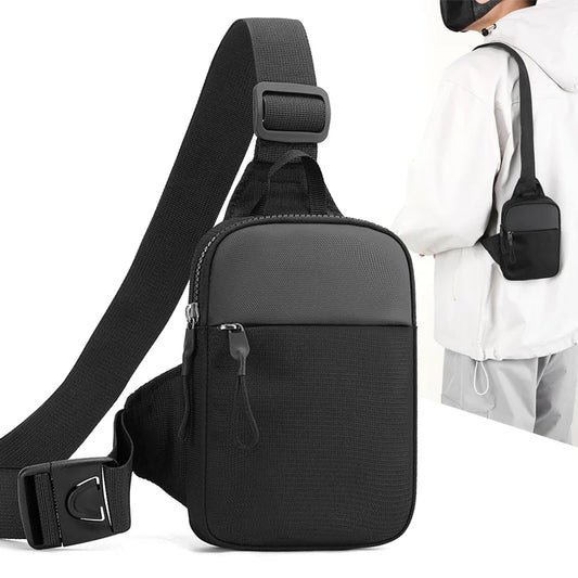 Men's waterproof sling bag from aliexpress, showing a sleek black bag with adjustable strap and waterproof material.